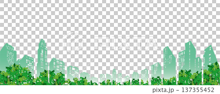 一幅綠意盎然、令人心曠神怡的城市景觀插圖。 137355452
