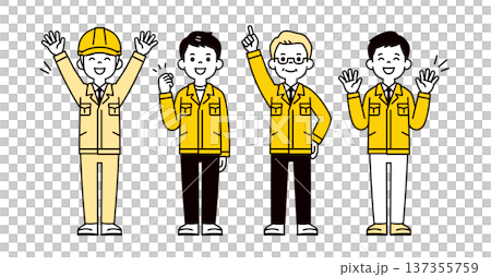 一組全身向量插圖,描繪了多名身著工作服的男性員工和工人充滿活力地擺出各種姿勢。 一組全身向量插圖,描繪了多名身著工作服的男性員工和工人充滿活力地擺出各種姿勢。 137355759