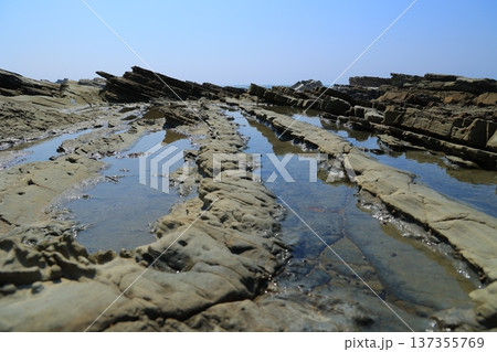 岩場に打ち寄せる波 岩場に打ち寄せる波 137355769
