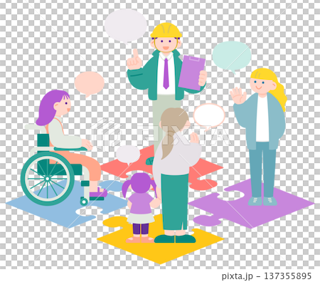 パズルの上で話し合う人々・コミュニティと連携のイメージ 137355895