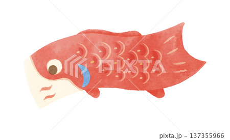 赤い母親の鯉のぼりのイラスト　水彩風 137355966