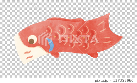 Illustration of a red mother's carp streamer in watercolor style 137355966
