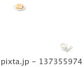 トーストとヨーグルト対角レイアウト 3D背景 横長コピースペース 137355974