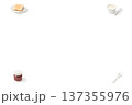 朝食アイテム四隅レイアウト 3D背景 横長コピースペース 137355976