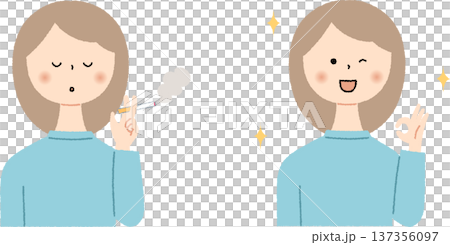 タバコを吸う女性と禁煙後の女性 137356097