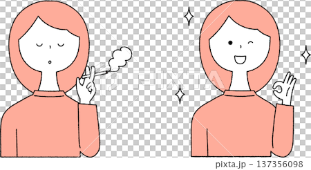 Women who smoke and women who quit smoking monochromatic 137356098