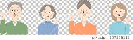 一組男女做出OK手勢的插圖 137356115