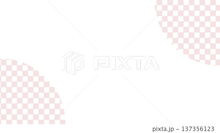 ピンクの市松模様の和柄フレーム。春のイベントやひな祭り、和菓子店の告知バナーに使い勝手の良い背景素材 137356123