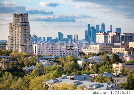 Moscow city skyline presenting modern and older urban architecture in daylight Moscow city skyline presenting modern and older urban architecture in daylight 137356135