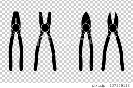 Set of pliers and nippers silhouette illustrations 137356138
