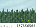 杉林と花粉が飛散する春の風景イラスト 137356568