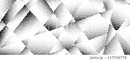 Halftone gradient polygon texture. Rough pixel triangle pattern background. Grunge dotted triangular surface overlay. Geometric gradated polygonal wallpaper overlay. Vector dot mosaic style cover 137356776