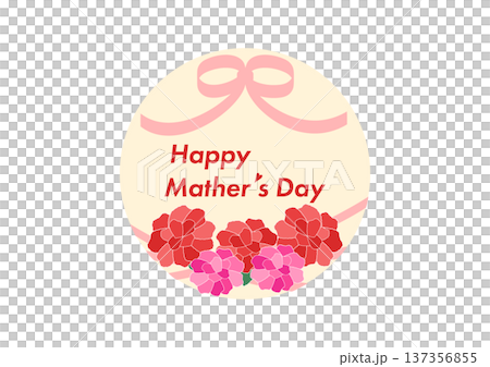 Mother's Day Carnation Illustration Set - Flowers to Express Gratitude_Circle_Ribbon 137356855