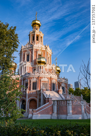 Church of the Intercession in Fili, Moscow displaying ornate Naryshkin Baroque architecture 137357081