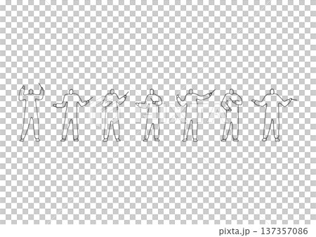 左手に指揮棒を持つ指揮者のゆるい手描きの線画イラストセット 左手に指揮棒を持つ指揮者のゆるい手描きの線画イラストセット 137357086