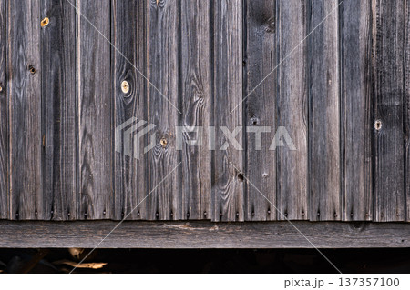 Weathered barn wood planks creating a rustic gray timber wall texture background Weathered barn wood planks creating a rustic gray timber wall texture background 137357100
