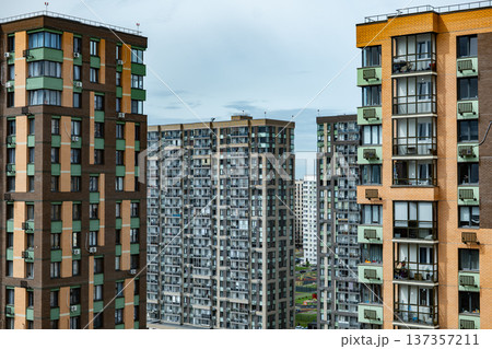 Modern residential buildings creating a new urban landscape with dense housing 137357211