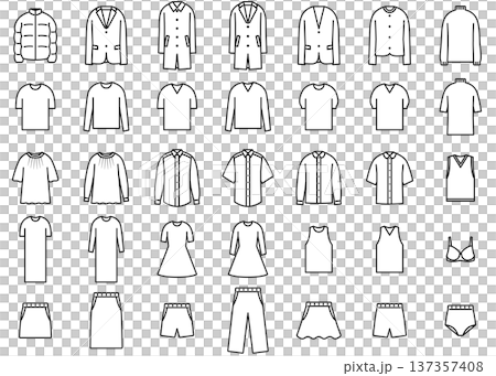 Clothing icon illustration set Clothing icon illustration set 137357408