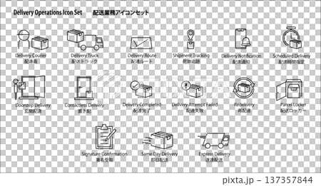 配送業務のシンプルなベクターアイコンセット。 137357844