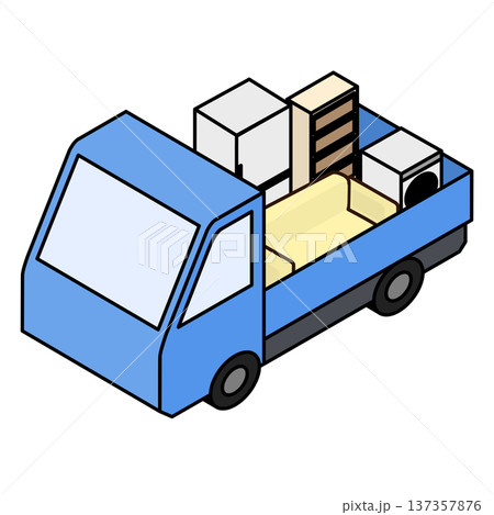 家具や家電を積んだ引越しトラック 137357876