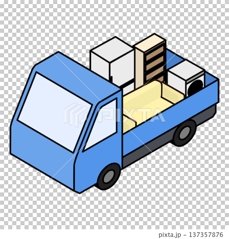 家具や家電を積んだ引越しトラック 137357876