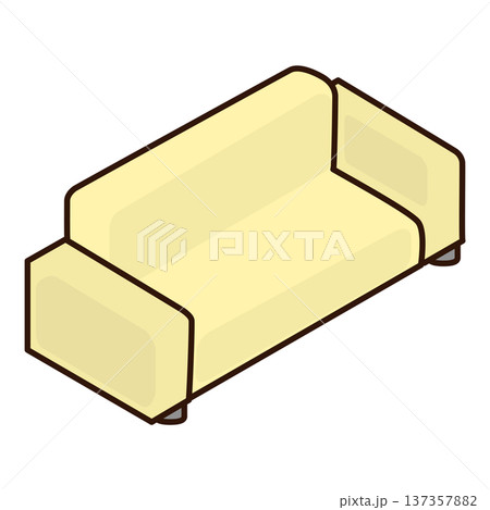 斜め上から見た2人掛けソファのイラスト 137357882