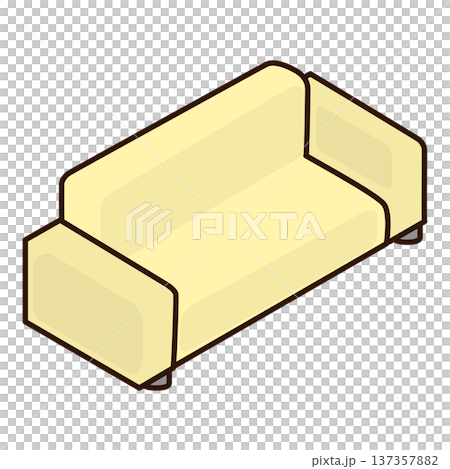 斜め上から見た2人掛けソファのイラスト 137357882