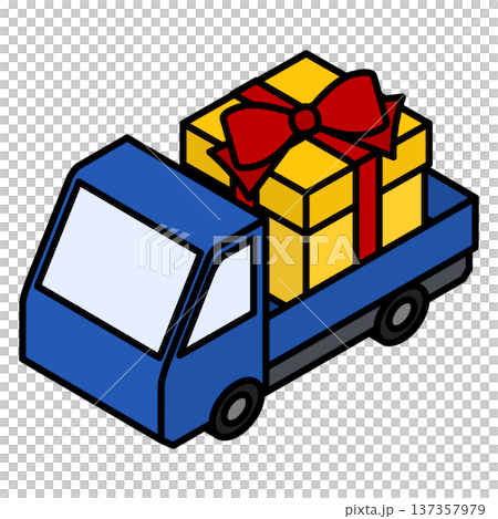 一輛裝滿禮品盒的卡車的三維插圖 137357979