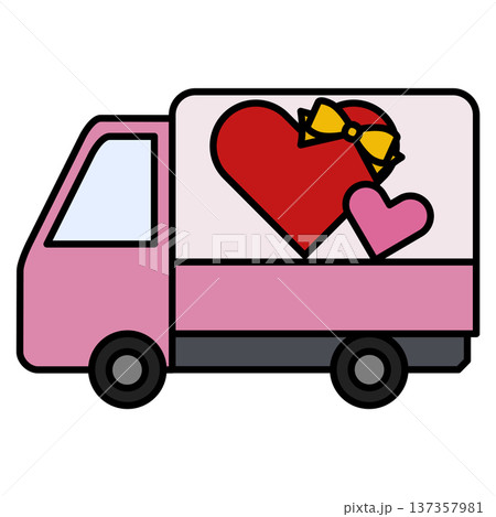 ハートのデザインが可愛い配送トラック 137357981