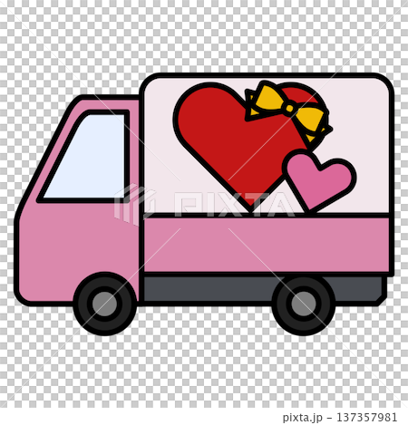 ハートのデザインが可愛い配送トラック 137357981