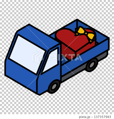 ハートのギフトボックスを運ぶ配送トラック 137357983