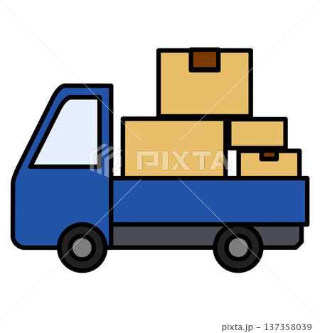 荷台に段ボールを積んだトラック 137358039