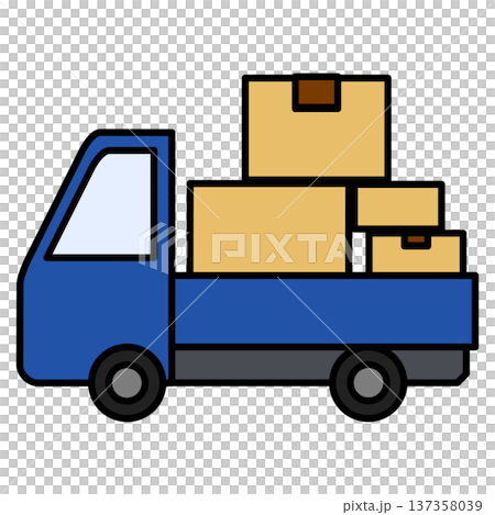 荷台に段ボールを積んだトラック 137358039