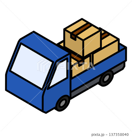 配達中の軽トラックのアイソメトリック素材 137358040