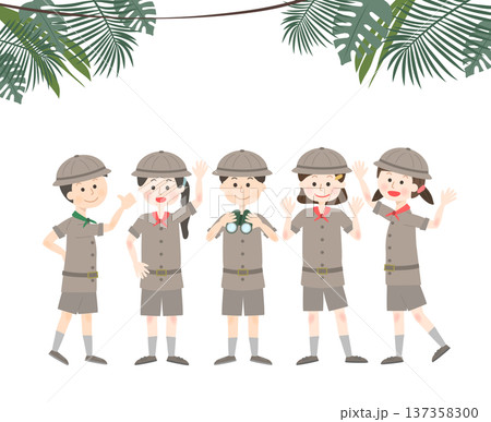 ジャングルにいる探検隊の子どもたち 137358300
