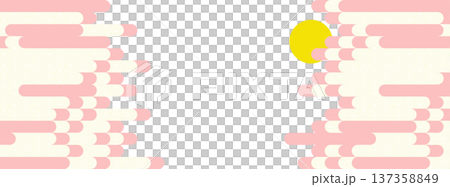 日式圖案背景素材,包含月亮和吉祥雲朵,日式風格設計,留有文字空間。 日式圖案背景素材,包含月亮和吉祥雲朵,日式風格設計,留有文字空間。 137358849