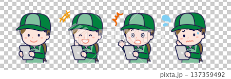 A female "delivery worker" using a tablet 137359492