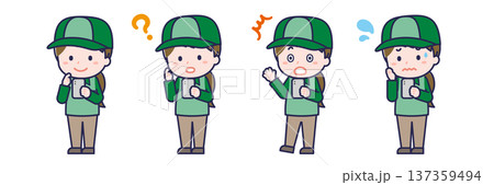 スマートフォンを使う「配達員」の女性 137359494