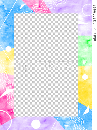 Geometric pattern watercolor background square frame colorful 137359998