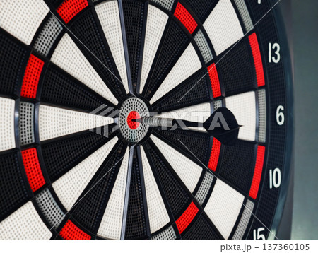 Dart board game, close up shot Dart board game, close up shot 137360105