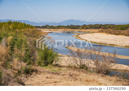 木津川　山城大橋からの景観　京都府京田辺市　城陽市 137360290