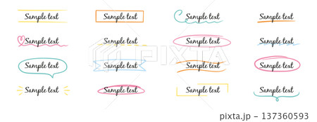 Frame box text hand drawn title set. Box text ribbon banner highlight underline handwriting doodle pen background. Simple cute vintage border ornament tag, marker sketch headline. Vector Frame box text hand drawn title set. Box text ribbon banner highlight underline handwriting doodle pen background. Simple cute vintage border ornament tag, marker sketch headline. Vector 137360593