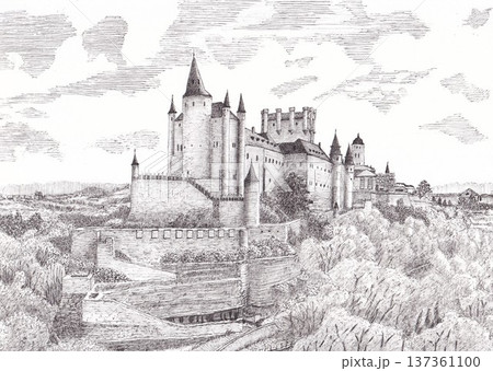 丘の上に建つ古城 137361100