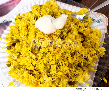 Homemade Indian Vegetable Pulao with Basmati Rice 137361282