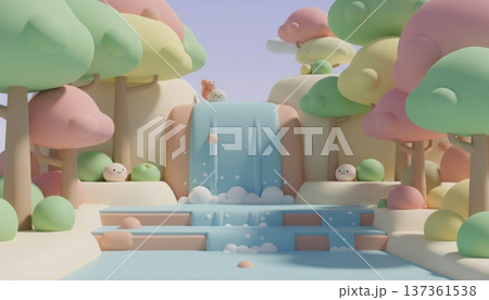 Multi-Tier Waterfall in a Rainforest 137361538