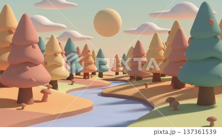 Pine Forest in Autumn Season 137361539