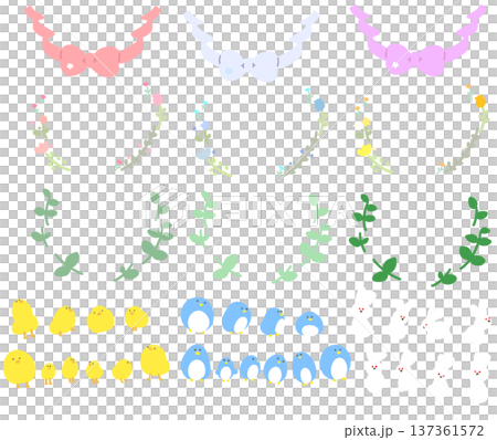 Cute flower animal illustration set Cute flower animal illustration set 137361572