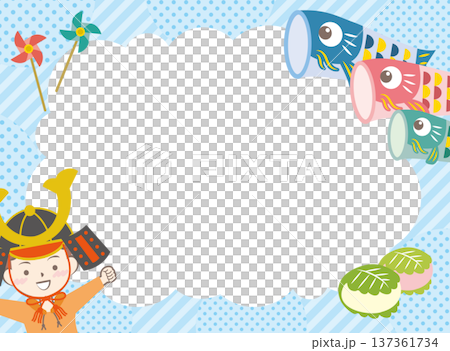 Boy wearing a helmet and carp streamer frame Children's Day 137361734