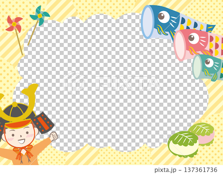 Boy wearing a helmet and carp streamer frame Children's Day 137361736
