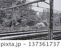 王子駅から見た雪の日の飛鳥山公園　冬の鉄道風景 137361737